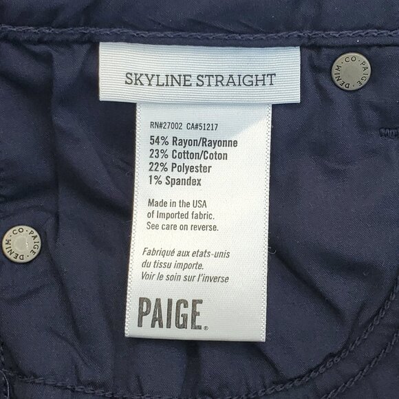 New PAIGE Skyline Straight Leg Mid Rise Transcend Jeans Midlake sz 26 Denim NWT - Picture 6 of 7